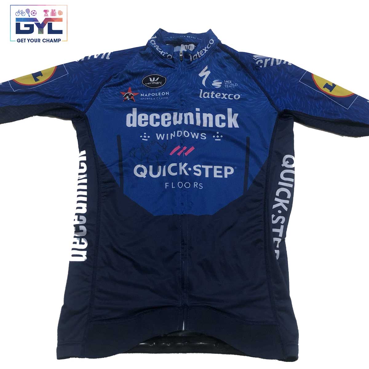 Maglia Ciclismo Quickstep Deceuninck – Vermarc Taglia M – Maniche Corte Lycra Blu – Tre Tasche
